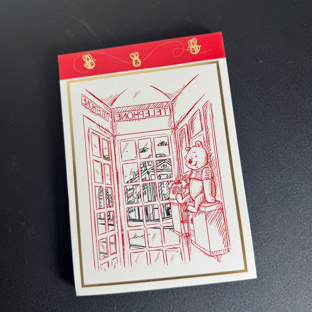Disney Christopher Robin Notepad OS White Red London Sketch Pooh 120 Sheets